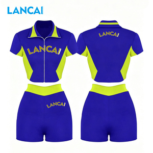 2026 Wholesale Clothing Women Summer Color Block Short Sleeve Shirt and Shorts 2 Piece Shorts Set Lounge Streetwear Workout Sets - Product Image 2