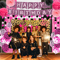 Kit de Fête Thème Animal Léopard Rose HLC Party Experts – Vaisselle, Nappe, Gobelets et Bannières pour Anniversaire et Saint-Valentin