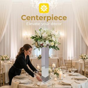 Hafyow 2PCS Vases à fleurs géométriques hauts en acier inoxydable argenté <span class=keywords><strong>de</strong></span> 31,5 pouces pour tables <span class=keywords><strong>de</strong></span> mariage et anniversaire - Product Image 4