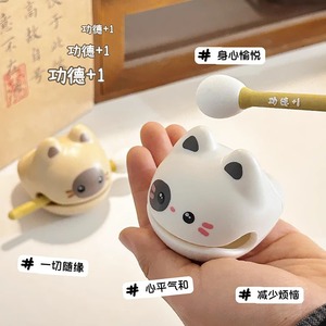 Juguete de Madera con Forma de Pez, Divertido y de Dibujos Animados, Instrumento de Percusión con Sonido, Figuras de Gatos de la Suerte, Regalo - Product Image 3