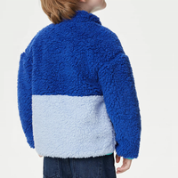 Nouveau design de veste polaire Sherpa zippée avec logo personnalisé vestes polaires pour garçons veste polaire pelucheuse à blocs de couleurs pour enfants
