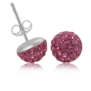 <b>Stud</b> <b>Earrings</b> 10mm Ball Shape White Crystal Micro Insert Stainless Steel Party Fashion Jewelry - Product Image 3