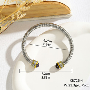 Stainless Steel Twisted Open <b>Bracelet</b> <b>Adjustable</b> Geometry Inlay Unisex Jewelry Gift Style 1 2 3 4 5 6 7 - Product Image 4