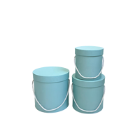 En stock (personnalisation acceptée) – Lot de 3 boîtes rondes unies sans logo – Boîte à fleurs, emballage, seau à fleurs, seau rond avec corde