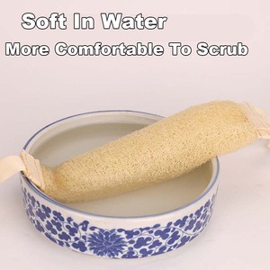 Brosse corporelle naturelle en loofah, serviette de bain douce avec bande de traction pour l'exfoliation des peaux mortes - Product Image 2