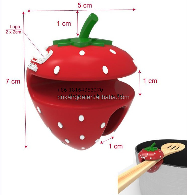 Лидер продаж, оптовая продажа, силиконовая подставка для ложки в форме клубники, Современная силиконовая подставка для ложки