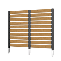 Panneau de brise-vue en bois personnalisable avec piquet métallique pour climatiseur, clôture extérieure à lattes, étanche, résistant aux UV, modélisation 3D