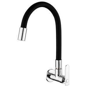 Brass Single-Handle Kitchen Taps Wall Mounted Single Cold Kitchen Faucet with <strong>Flexible</strong> <strong>Rubber</strong> <strong>Silicon</strong> Spout <strong>Hose</strong> - Product Image 1
