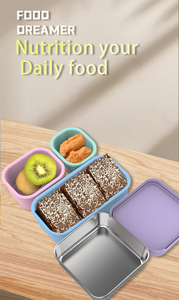 Boîte à bento en acier inoxydable résistant aux fuites sans BPA lavable au lave-vaisselle pour le <span class=keywords><strong>bureau</strong></span> de l'école et les enfants à 3 compartiments Hot Seller - Product Image 2