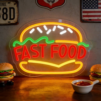 Enseigne néon personnalisée « Open Burgers » en acrylique, lampe néon pour devanture de restaurant de burgers, décoration murale pour entreprise