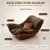 Fauteuil lounge moderne en cuir écologique, durable, haut de gamme, de luxe italien, pour la maison, le bureau, l'hôtel, confortable, canapé de détente en bois