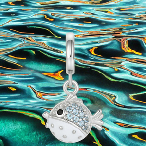 Pendentif Breloque Poisson-Bouffant Adorable en Argent Sterling 925 YILUN, Plaqué Rhodium, Zircon, Thème Océan Bleu, Bijou Animalier Nautique, Cadeau - Product Image 3