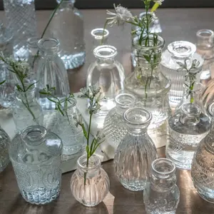 Vas kaca mini produk relief Eropa, perangkat bunga wadah tanaman hidroponik