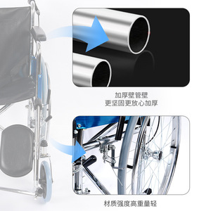 Silla de Ruedas Plegable Ligera para Personas Mayores y Discapacitadas, Ayuda de Movilidad Manual con Diseño de Soporte Cruzado, Serie RJ W927 - Product Image 2