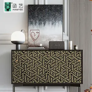 Papel tapiz extraíble personalizado pelar y pegar Papel tapiz 3D negro y dorado para la pared