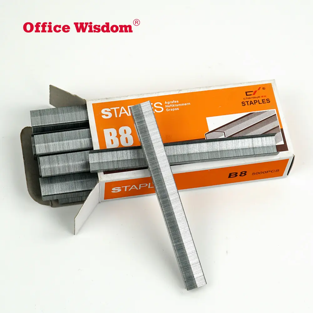Hersteller liefern Büro spezielle silberfarbene verzinkte B8-Heftklammern Metall-Edelstahl-Heftklammern