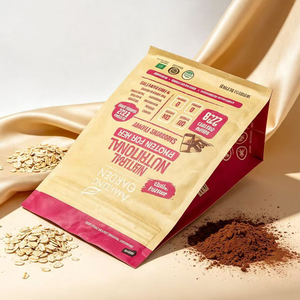 Bolsa de papel kraft biodegradable impresa a medida con cierre de ocho lados y cremallera de 2LB para envasado de alimentos y suplementos de proteína en polvo - Product Image 5