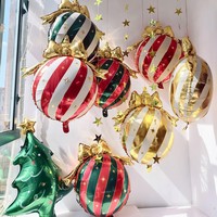 Weihnachtsserie Folienballon Gestreifte Schleife Hängende Kugel Heiligabend-Dekoration Party Wasserdicht Langlebig Umweltfreundlich