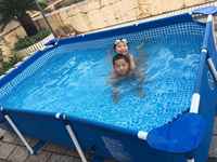 Piscine hors sol colorée en PVC enduit, structure métallique, haute résistance, pliable, imperméable et ignifuge