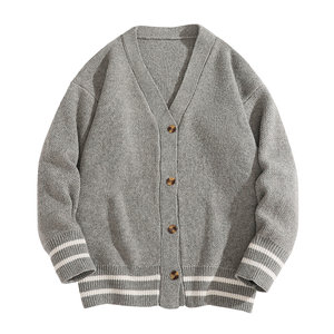 Factory Custom Men's Winter Casual Vintage Style Acrylic Knitted Cardigan Turn-down Collar Breathable Anti-Wrinkle Front Logo - Product Image 1