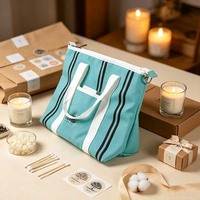Sac fourre-tout en toile robuste de 12 oz avec fermeture éclair, sac à main à bandoulière rayé avec poche intérieure pour femme