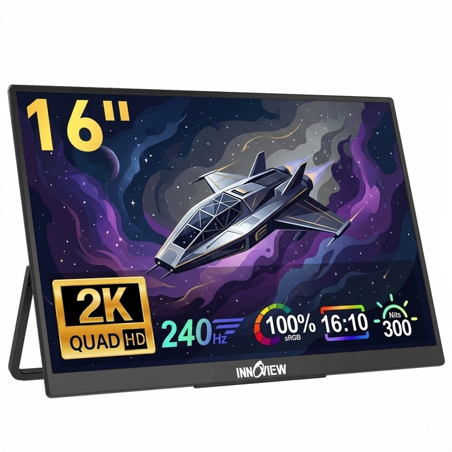 16 Inch Portable Monitor IPS Display 2560X1600 133 SRGB FreeSync With Tilt Adjustment for Business Office and Gaming Use
