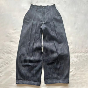مخصص مطوي فضفاض سيلفيدج الخام اليابانية الجينز السراويل الصانع 17 أوقية هومبر مع زر مصمم الجينز مكدسة الرجال - Product Image 1