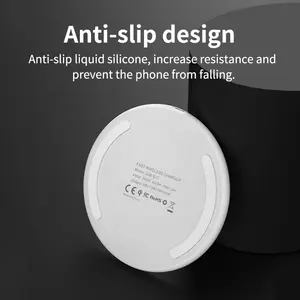 High Quality Round Shape Phone 15W Fast Charging Desktop Round Ultra-Thin Qi Wireless Charging Pad Charger