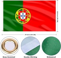 Bandera de Portugal para Partido de Fútbol 2026, 3x5 Pies, Doble Cara, 100% Poliéster, Impresión Digital, Bandera Mundial para Fanáticos, Bandera para Bolsa de Hombro