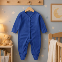 Neugeborenen-Strampler mit Füßen aus Weicher Gestrickter Baumwolle, Atmungsaktiv, Umweltfreundlich, Unisex mit Druckknöpfen, Herbst-Babykleidung