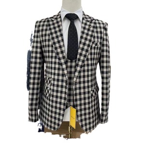 S021N <span class=keywords><strong>3</strong></span> pièces hommes Plaid <span class=keywords><strong>costume</strong></span> bouton fermeture tissu grande taille décontracté hôte mariage transfrontalier commerce extérieur pour la fête - Product Image 3