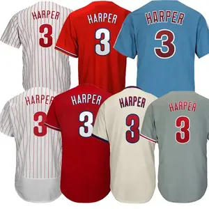 Herren 3 Bryce Harper 7 Trea Turner 12 Kyle Schwarber 17 Rhys Hoskins Amerika Sport hochwertiges genähtes Baseballtrikot