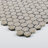 Chaînes de magasins de bricolage Détaillant Grossiste Dosseret de sol mural 1 "Damier Porcelaine Noir et Blanc Carreaux de mosaïque Hexagone