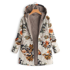 Abrigo de felpa con capucha y estampado Retro para mujer, chaqueta holgada de talla grande, cortavientos informal a la moda, <span class=keywords><strong>otoño</strong></span> e <span class=keywords><strong>invierno</strong></span>, novedad de <span class=keywords><strong>2023</strong></span> - Product Image 4