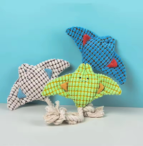 ของเล่นสุนัขรูปปลากระเบนมันต้าเรย์แบบมีเสียง ของเล่นกัดแทะสำหรับลูกสุนัข ของเล่นช่วยดูแลฟันสำหรับสุนัขทุกสายพันธุ์ - Product Image 1