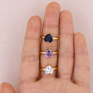 Anello aperto in zirconio cubico a forma di cuore colorato 18K oro placcato con cuore anelli da dito - Product Image 3