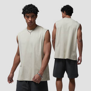 Camisetas sin mangas acanaladas para hombre con logotipo personalizado 190GSM de alta calidad, camiseta sin mangas informal de algodón con estampado DTG para hombre - Product Image 4