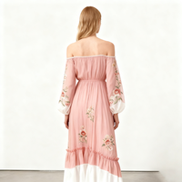 Robe en lin et coton à motif floral blanc personnalisée OEM pour femmes et adolescentes, printemps été, dentelle, fermeture éclair, décorations, succès de la marque