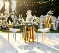 Muebles de Comedor de Lujo en Acero Inoxidable Dorado para Bodas
