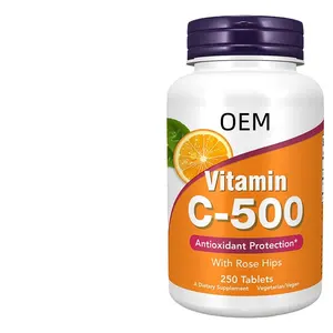 Sıcak satış OEM güzellik ürünü doğal antioksidanlar kollajen 250mg C vitamini artı çinko Tablet ile gül kalça C vitamini tabletler