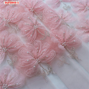 Tessuto in Pizzo Tulle con Perline e Fiori 3D di Lusso, Vendita all'Ingrosso - Product Image 6