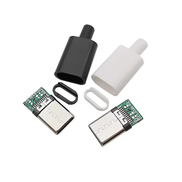 Type C USB 3.1 Connector Welding Male Plug 24Pin DIY Data Cable Accessories Data line interface Black and White