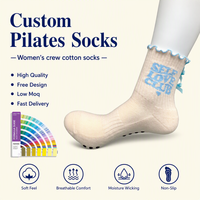 Chaussettes de Pilates Jacquard personnalisées avec logo OEM, antidérapantes, en coton, respirantes, avec grip, pour femmes, fitness