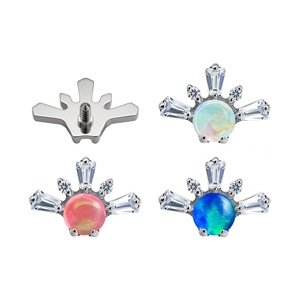Clous d'oreille flocon de neige opale aurore en alliage de titane, serti à griffes, bijoux de cartilage, design géométrique, accessoires de piercing, cadeau - Product Image 1