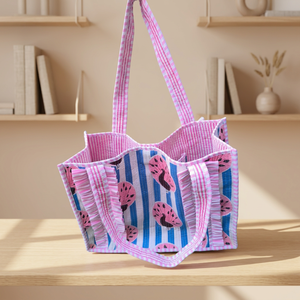 Sac fourre-tout rose en coton imprimé paon, dernier style, sac de shopping ouvert, sacs fourre-tout floraux, sacs pour femmes, grands sacs fourre-tout - Product Image 1