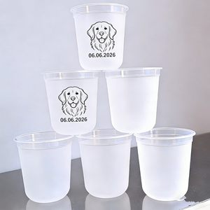 Gobelets en plastique PET transparents jetables de 16 oz et 12 oz, personnalisables avec impression de marque, motifs chien et chat, portrait, vente en gros usine pour emporter - Product Image 1