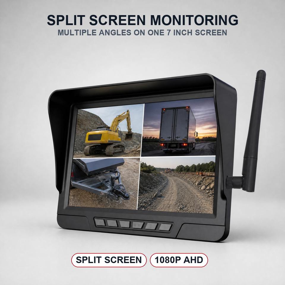 7 Inch AHD Car Monitor 1080P Wireless Split Screen Waterproof ...