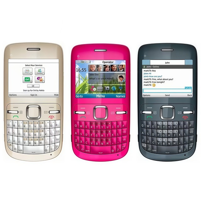 C3-00 QWERTY Feature Phone 2G GSM WiFi Unlocked 2.4'' QVGA 1320mAh 2MP Camera FM BT Social Media Compact Slim Mobile Cellphone