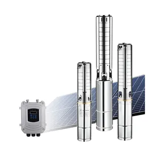QQPUMP Bomba Solar De Rega Agricultura Dc Solar 100V Pumps Water Borehole Sbmersible Pump 130 Meter