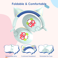 Auriculares Inalámbricos LOBKIN con Orejas de Gato para Niños, Auriculares con Luz Intermitente, Auriculares con Música Estéreo para Niños y Niñas, Regalo